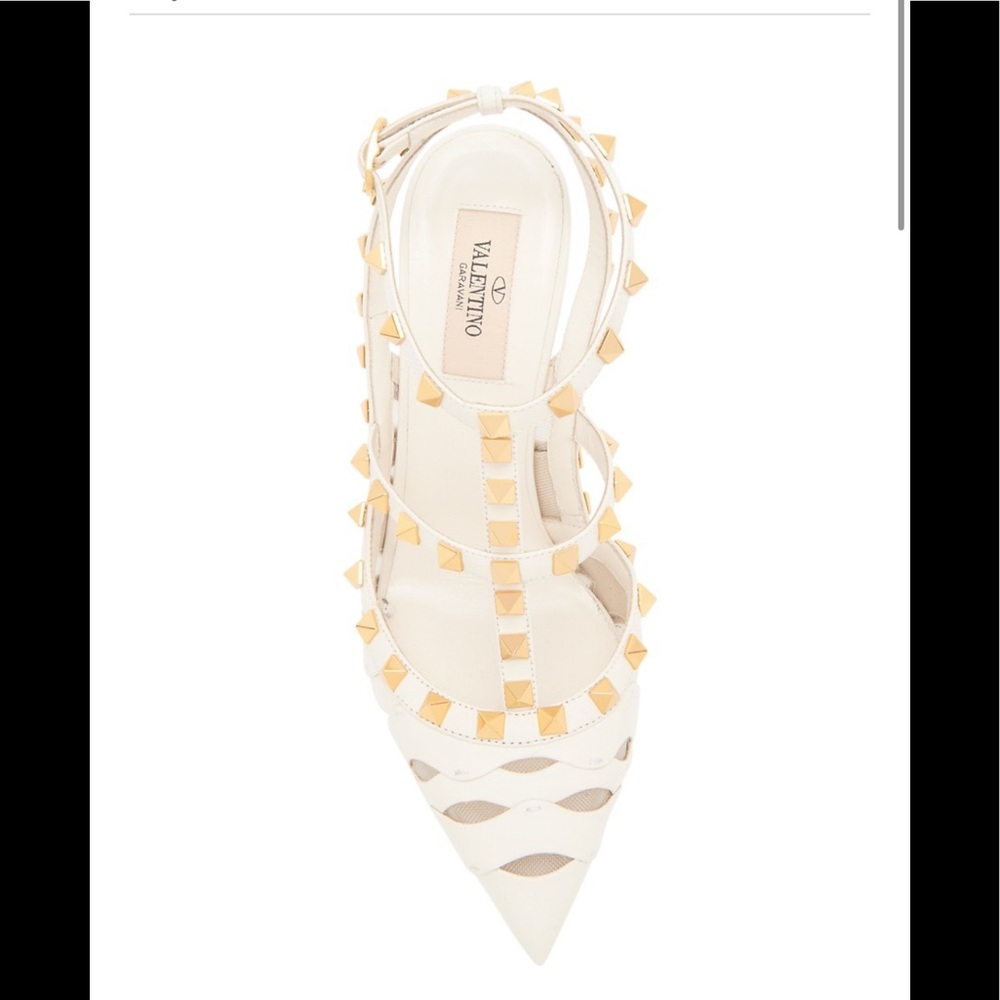 Authentic Valentino Rockstud leather cutout slingback pumps 37 - Picture 6 of 16